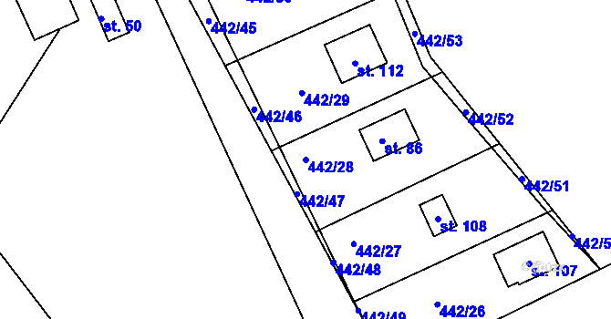 Parcela st. 442/28 v KÚ Lipoltov, Katastrální mapa