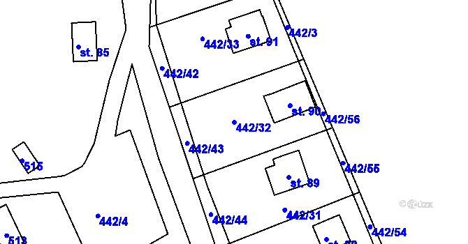 Parcela st. 442/32 v KÚ Lipoltov, Katastrální mapa