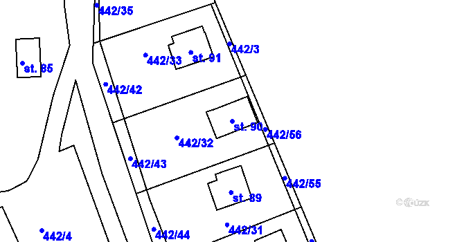 Parcela st. 90 v KÚ Lipoltov, Katastrální mapa