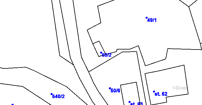 Parcela st. 50/2 v KÚ Mokřina, Katastrální mapa
