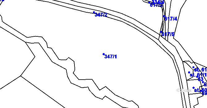 Parcela st. 347/1 v KÚ Mokřina, Katastrální mapa