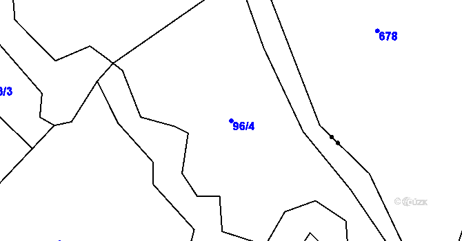 Parcela st. 96/4 v KÚ Mokřina, Katastrální mapa