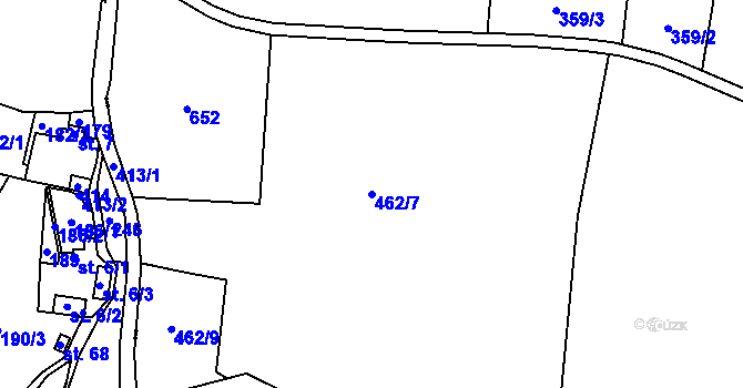 Parcela st. 462/7 v KÚ Mokřina, Katastrální mapa
