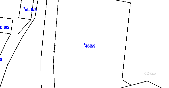 Parcela st. 462/9 v KÚ Mokřina, Katastrální mapa