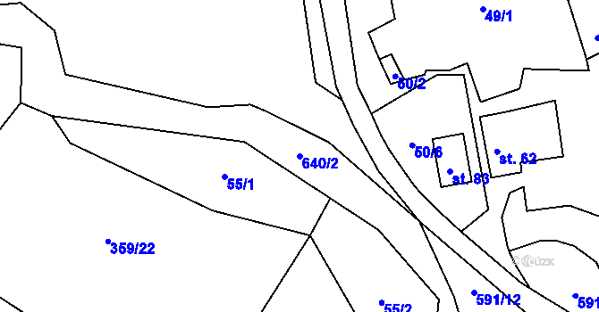 Parcela st. 640/2 v KÚ Mokřina, Katastrální mapa