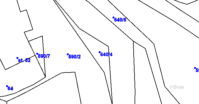 Parcela st. 640/4 v KÚ Mokřina, Katastrální mapa