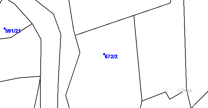 Parcela st. 672/2 v KÚ Mokřina, Katastrální mapa