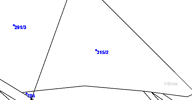 Parcela st. 315/2 v KÚ Mokřina, Katastrální mapa