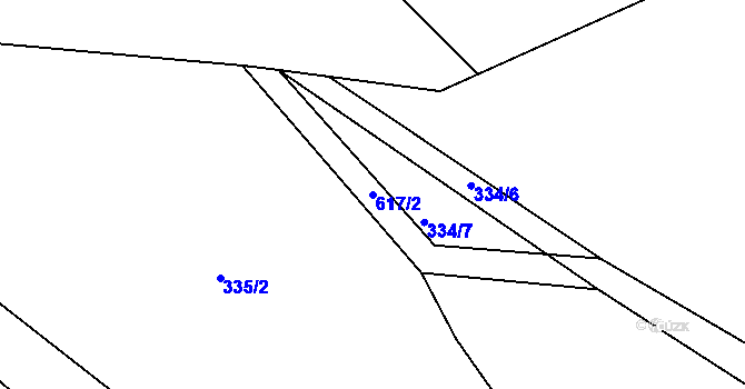 Parcela st. 617/2 v KÚ Mokřina, Katastrální mapa