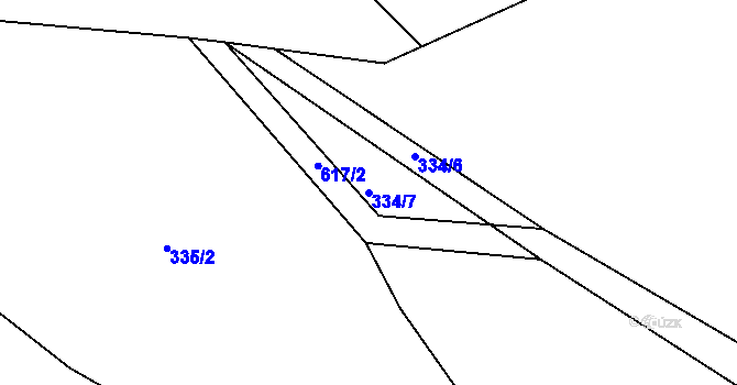 Parcela st. 334/7 v KÚ Mokřina, Katastrální mapa