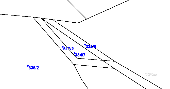 Parcela st. 334/6 v KÚ Mokřina, Katastrální mapa