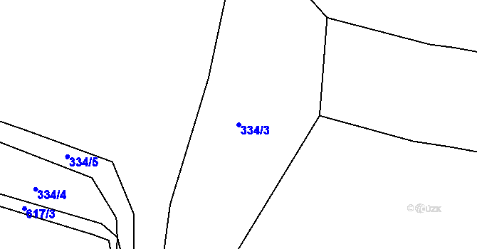 Parcela st. 334/3 v KÚ Mokřina, Katastrální mapa
