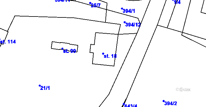 Parcela st. 18 v KÚ Tuřany u Kynšperku nad Ohří, Katastrální mapa