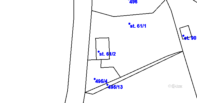 Parcela st. 61/2 v KÚ Tuřany u Kynšperku nad Ohří, Katastrální mapa