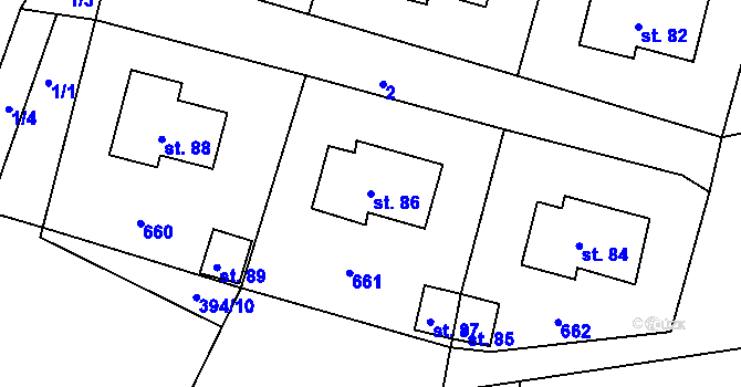 Parcela st. 86 v KÚ Tuřany u Kynšperku nad Ohří, Katastrální mapa