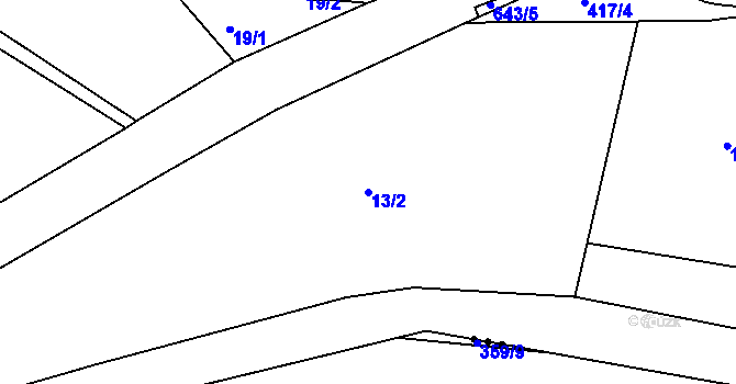 Parcela st. 13/2 v KÚ Tuřany u Kynšperku nad Ohří, Katastrální mapa