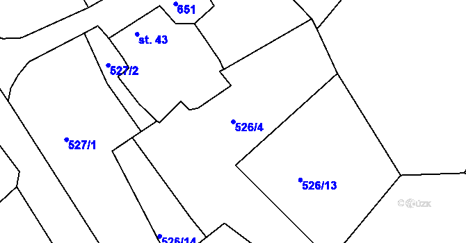 Parcela st. 526/4 v KÚ Tuřany u Kynšperku nad Ohří, Katastrální mapa