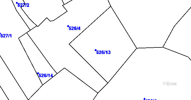 Parcela st. 526/13 v KÚ Tuřany u Kynšperku nad Ohří, Katastrální mapa