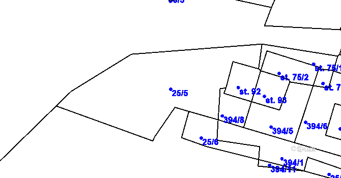 Parcela st. 25/5 v KÚ Tuřany u Kynšperku nad Ohří, Katastrální mapa