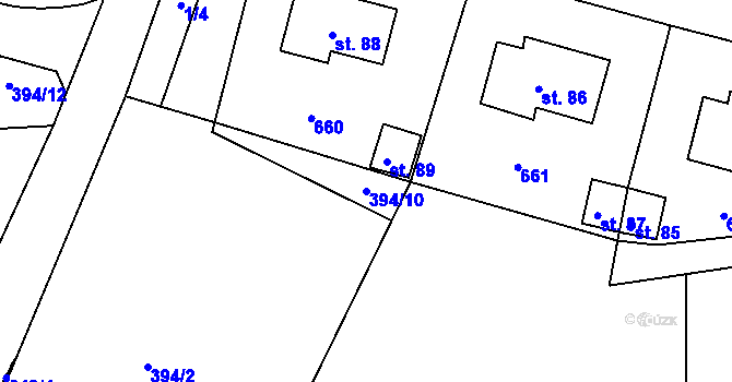Parcela st. 394/10 v KÚ Tuřany u Kynšperku nad Ohří, Katastrální mapa