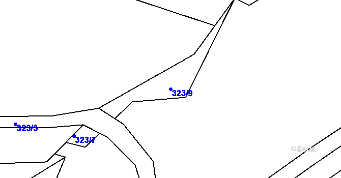 Parcela st. 323/9 v KÚ Tuřany u Kynšperku nad Ohří, Katastrální mapa