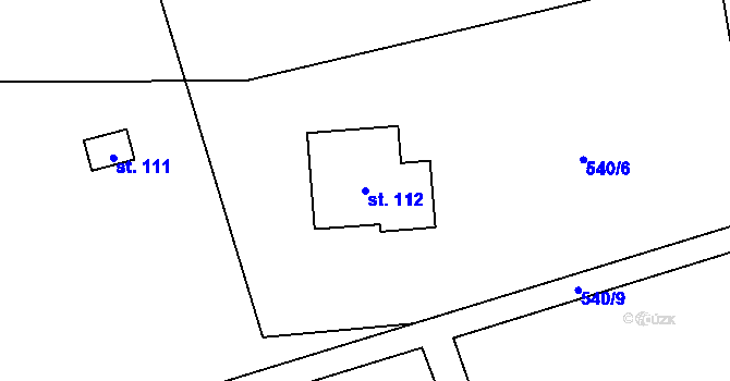 Parcela st. 112 v KÚ Tuřany u Kynšperku nad Ohří, Katastrální mapa