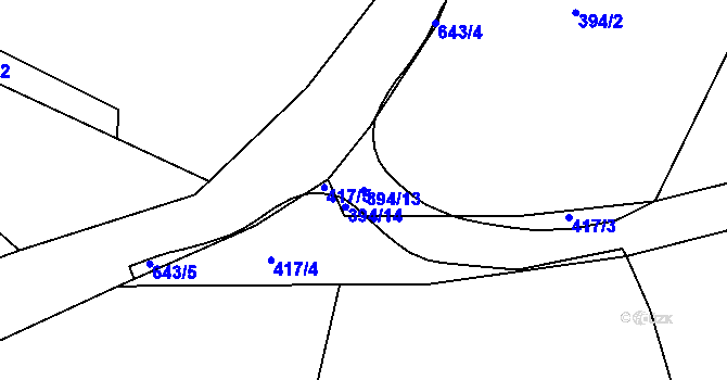 Parcela st. 394/13 v KÚ Tuřany u Kynšperku nad Ohří, Katastrální mapa