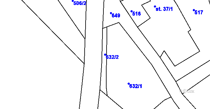 Parcela st. 632/2 v KÚ Tuřany u Kynšperku nad Ohří, Katastrální mapa