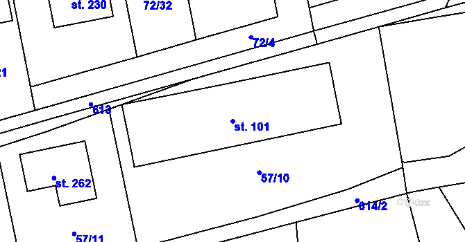 Parcela st. 101 v KÚ Tuřice, Katastrální mapa