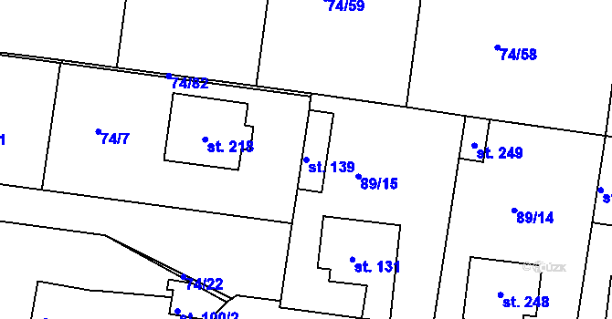 Parcela st. 139 v KÚ Tuřice, Katastrální mapa