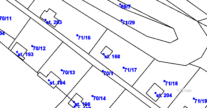 Parcela st. 168 v KÚ Tuřice, Katastrální mapa