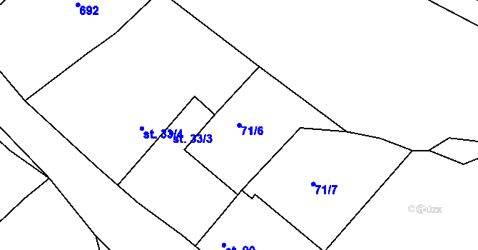 Parcela st. 71/6 v KÚ Tuřice, Katastrální mapa