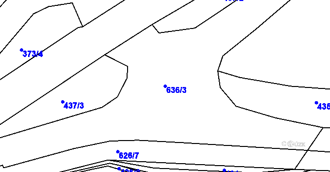 Parcela st. 636/3 v KÚ Tuřice, Katastrální mapa
