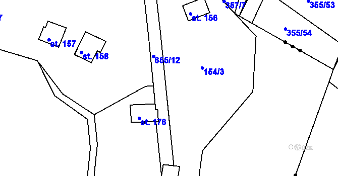 Parcela st. 154/9 v KÚ Tuřice, Katastrální mapa