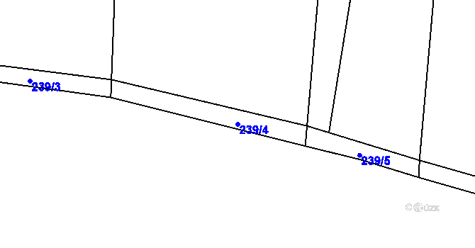 Parcela st. 239/4 v KÚ Tuřice, Katastrální mapa