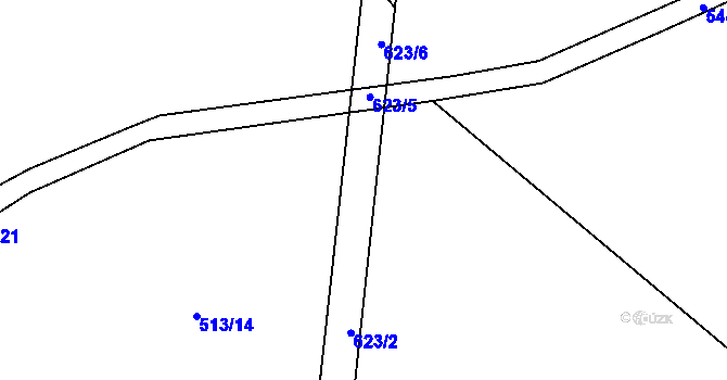 Parcela st. 623/4 v KÚ Tuřice, Katastrální mapa