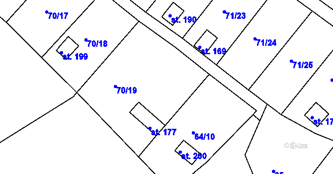 Parcela st. 70/20 v KÚ Tuřice, Katastrální mapa