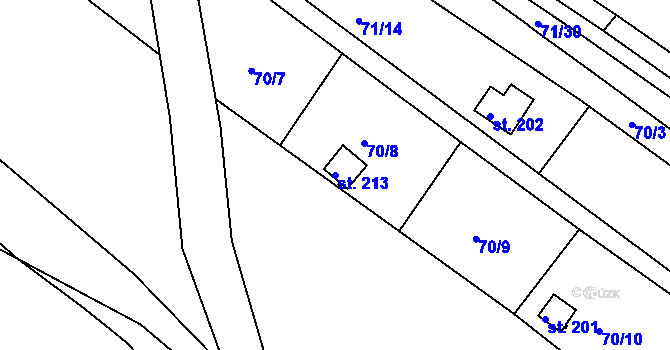 Parcela st. 213 v KÚ Tuřice, Katastrální mapa