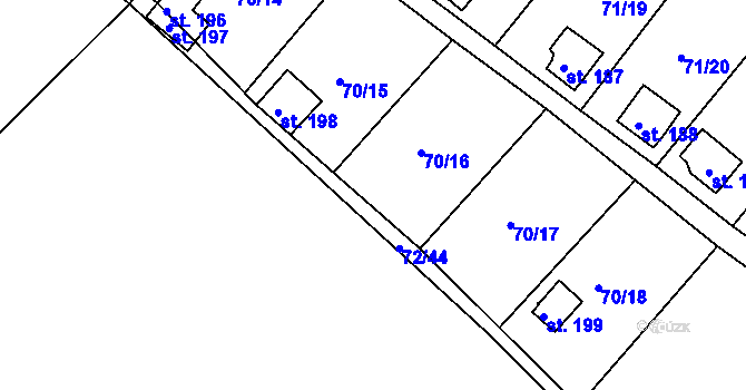 Parcela st. 64/5 v KÚ Tuřice, Katastrální mapa