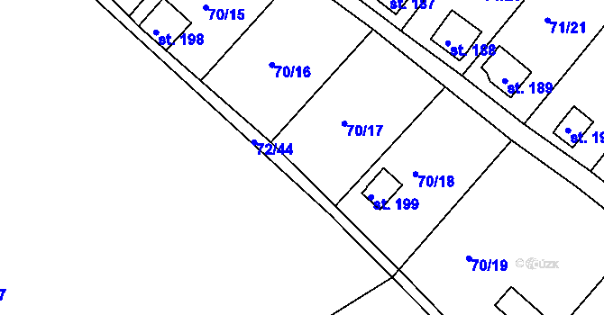 Parcela st. 64/6 v KÚ Tuřice, Katastrální mapa