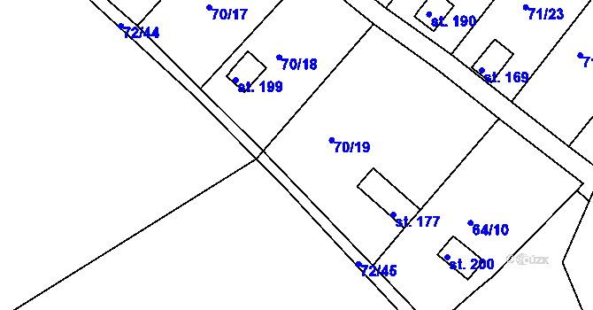 Parcela st. 64/8 v KÚ Tuřice, Katastrální mapa