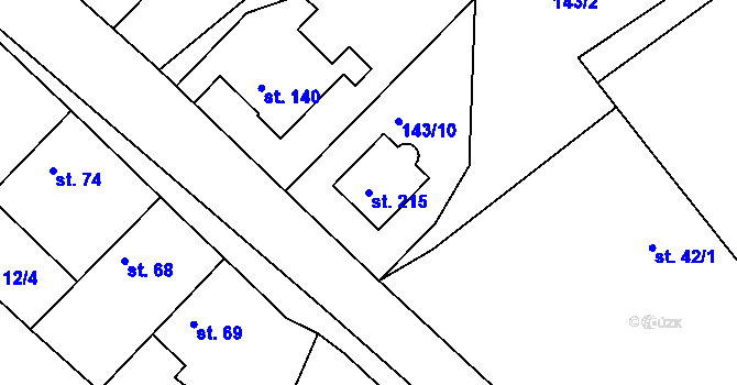 Parcela st. 215 v KÚ Tuřice, Katastrální mapa