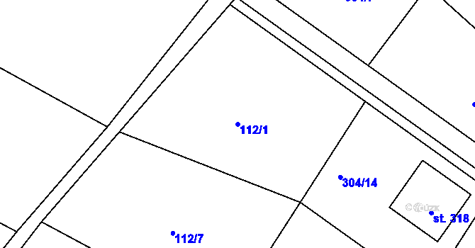 Parcela st. 112/1 v KÚ Tuřice, Katastrální mapa