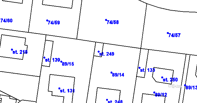 Parcela st. 249 v KÚ Tuřice, Katastrální mapa