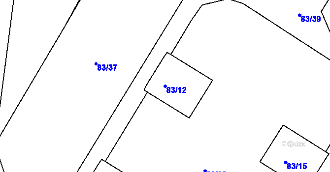 Parcela st. 83/12 v KÚ Tušimice, Katastrální mapa