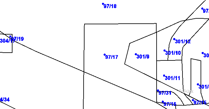 Parcela st. 97/17 v KÚ Tušimice, Katastrální mapa
