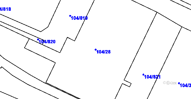 Parcela st. 104/28 v KÚ Tušimice, Katastrální mapa