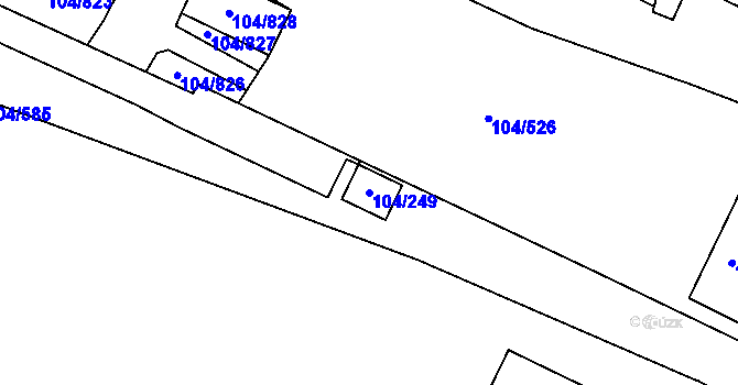 Parcela st. 104/249 v KÚ Tušimice, Katastrální mapa