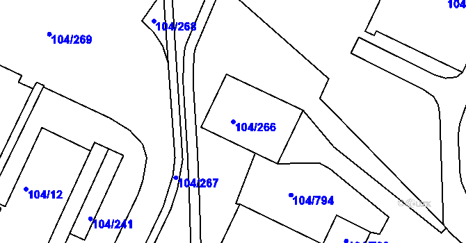 Parcela st. 104/266 v KÚ Tušimice, Katastrální mapa