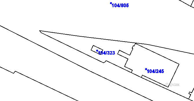 Parcela st. 104/323 v KÚ Tušimice, Katastrální mapa